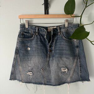 We the Free Denim Jean Miniskirt - Size 29 - Distressed - 100% Cotton